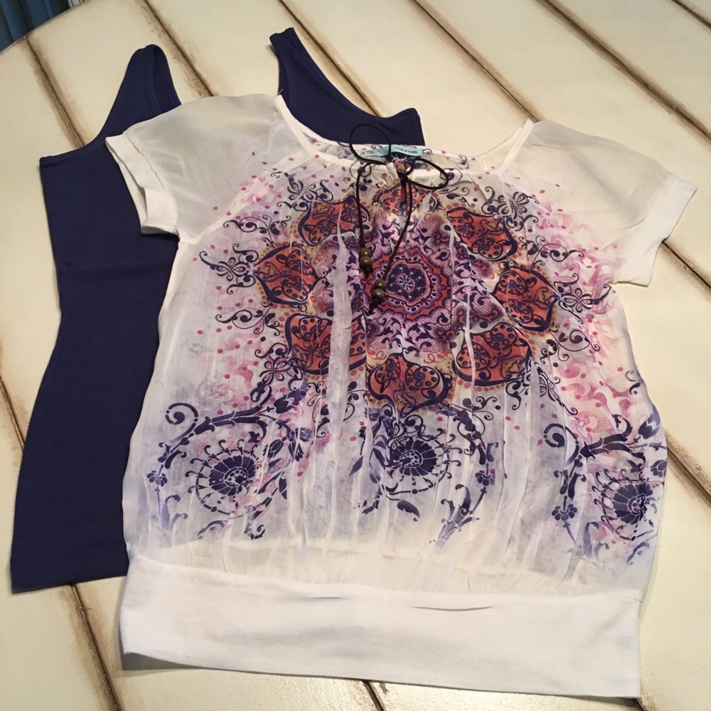 Peasant blouse with matching tank top